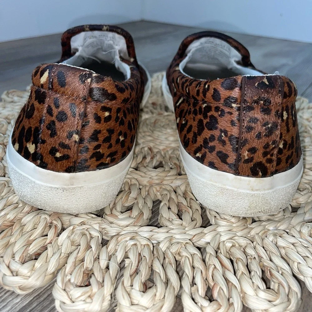 Madewell Women's 8 Sidewalk Slip On Sneakers Real Calf Hair Leopard‎ Print
